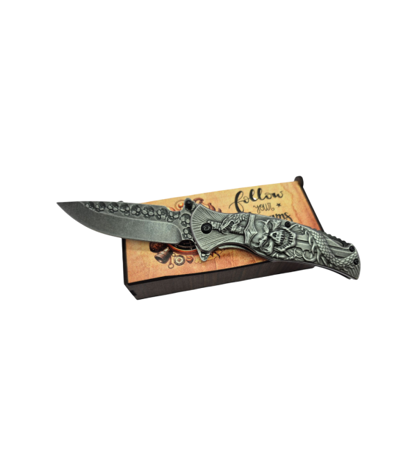 Skull on Sword Pocket Knife in Gift Box