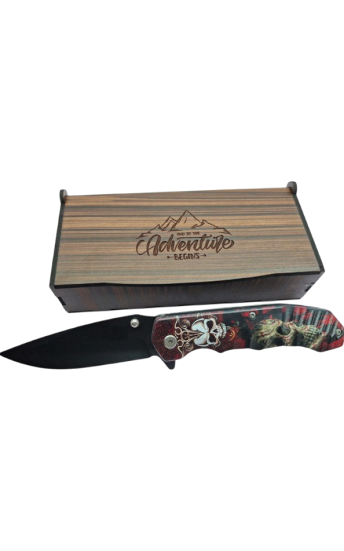 Pocket Knife with skeleton motive in Gift Box