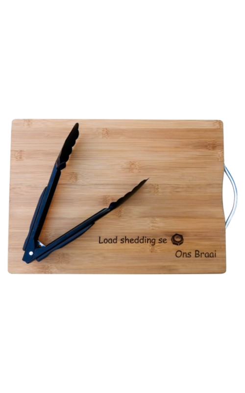 Bamboo Engraved Braai Board and Tong - Afrikaans