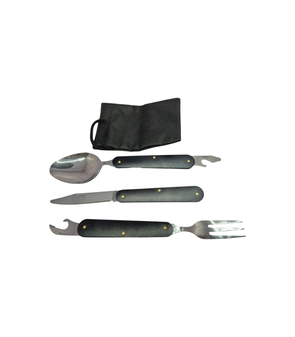 Traveler 6 Function Camping Cutlery Set - Black