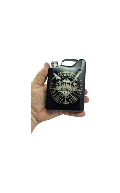 Jerry can 240ml Flask with engraving on both sides