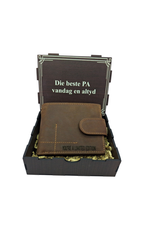 Mens Leather Wallet Engraved - Die Beste Pa Vandag en Altyd - in Gift Box