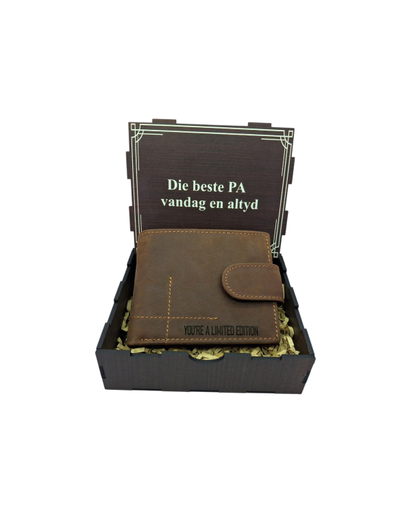Mens Leather Wallet Engraved - Die Beste Pa Vandag en Altyd - in Gift Box