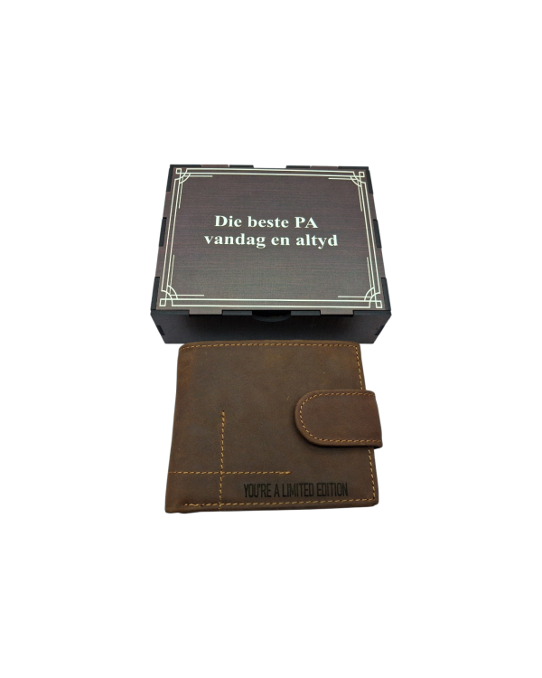 Mens Leather Wallet Engraved - Die Beste Pa Vandag en Altyd - in Gift Box
