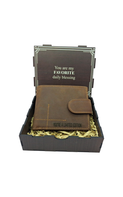 Mens Leather Wallet Engraved - You are my FAVORITE daily blessing