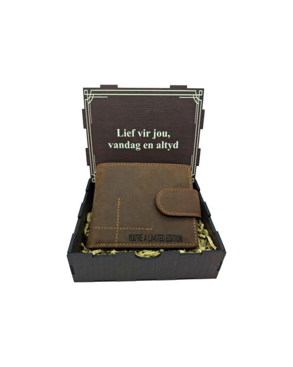 Men's Leather Wallet - Engraved (Lief Vir Jou Vandag En Altyd)