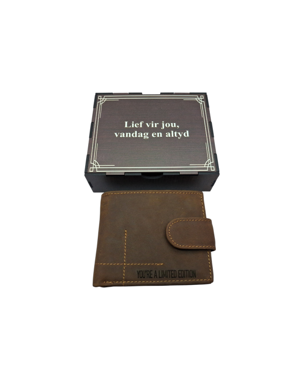 Men's Leather Wallet - Engraved (Lief Vir Jou Vandag En Altyd)