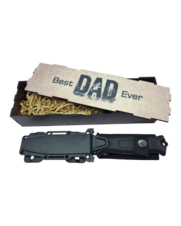 Best Dad Ever Strongarm Fishing Theme Knife Gift Set - black
