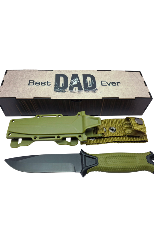 Best dad fishing green av Best Dad Ever Strongarm Fishing Theme Knife Gift Set - green