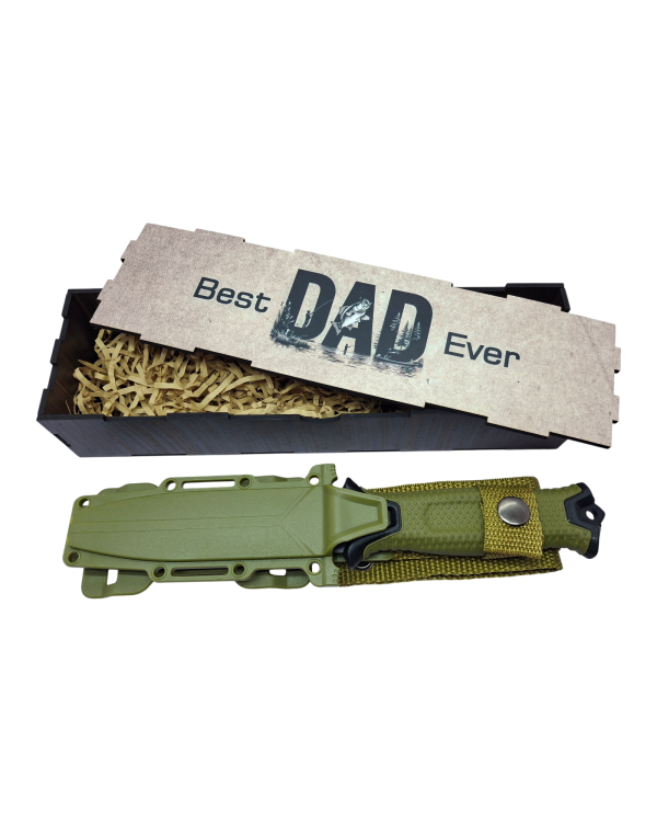 Best Dad Ever Strongarm Fishing Theme Knife Gift Set - green
