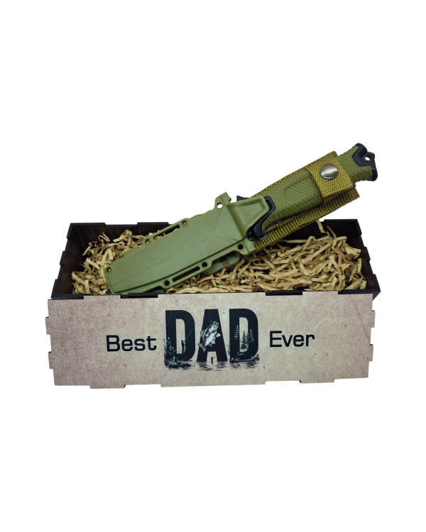 Best Dad Ever Strongarm Fishing Theme Knife Gift Set - green