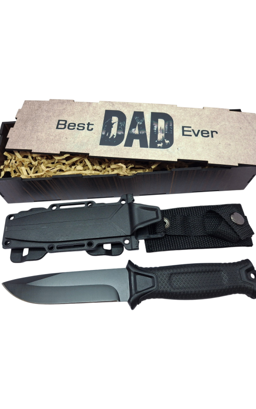 Best dad hunting black av Best Dad Ever Strongarm Hunting Theme Knife Gift Set - Black