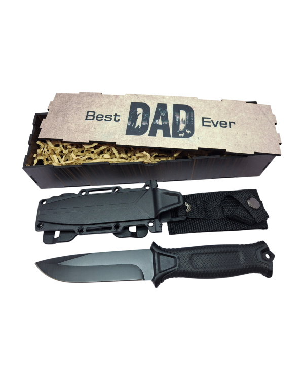 Best Dad Ever Strongarm Hunting Theme Knife Gift Set - Black
