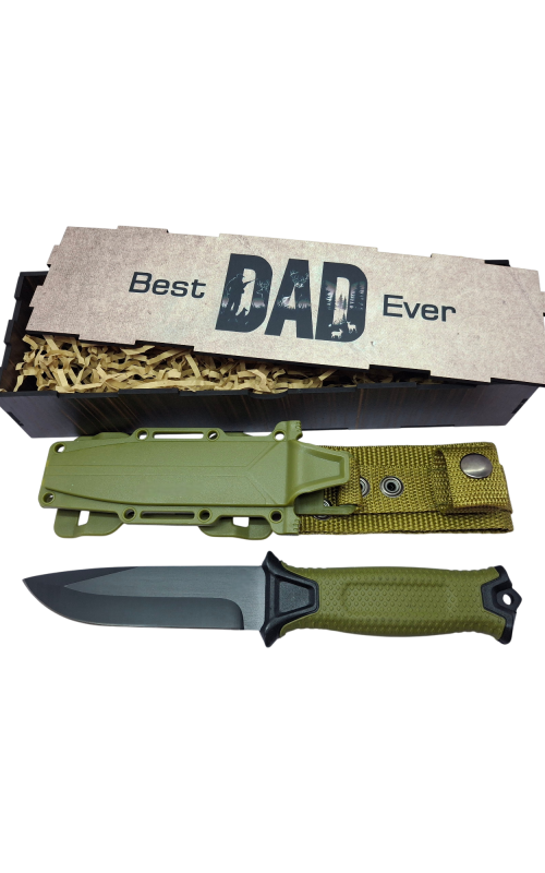 Best dad hunting green av Best Dad Ever Strongarm Hunting Theme Knife Gift Set - Green