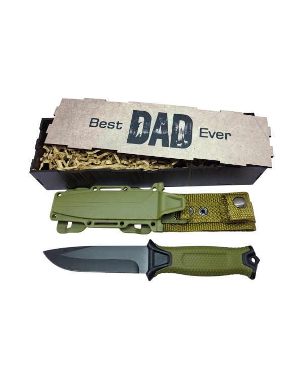 Best Dad Ever Strongarm Hunting Theme Knife Gift Set - Green