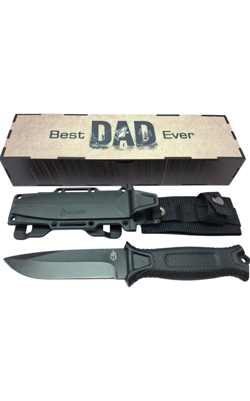 best dad fishing black av Best Dad Ever Strongarm Fishing Theme Knife Gift Set - black