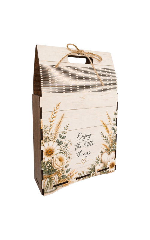 Wooden Gift Box Bag with Handle, Gift Box,  Enjoy Little Things In Life
