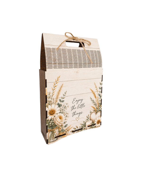 Wooden Gift Box Bag with Handle, Gift Box,  Enjoy Little Things In Life