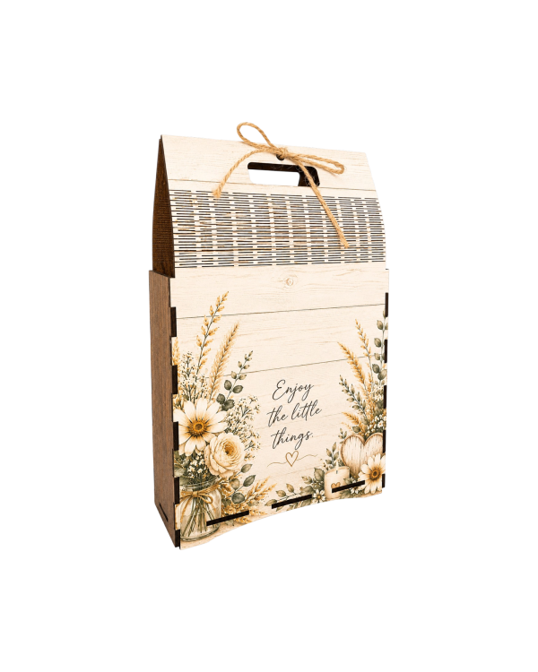 Wooden Gift Box Bag with Handle, Gift Box,  Enjoy Little Things In Life